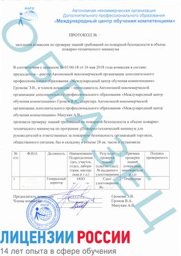 Образец протокола пожарно-техническому минимума Краснокамск Обучение пожарно техническому минимуму