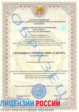 Образец сертификата соответствия аудитора №ST.RU.EXP.00006191-3 Краснокамск Сертификат ISO 50001
